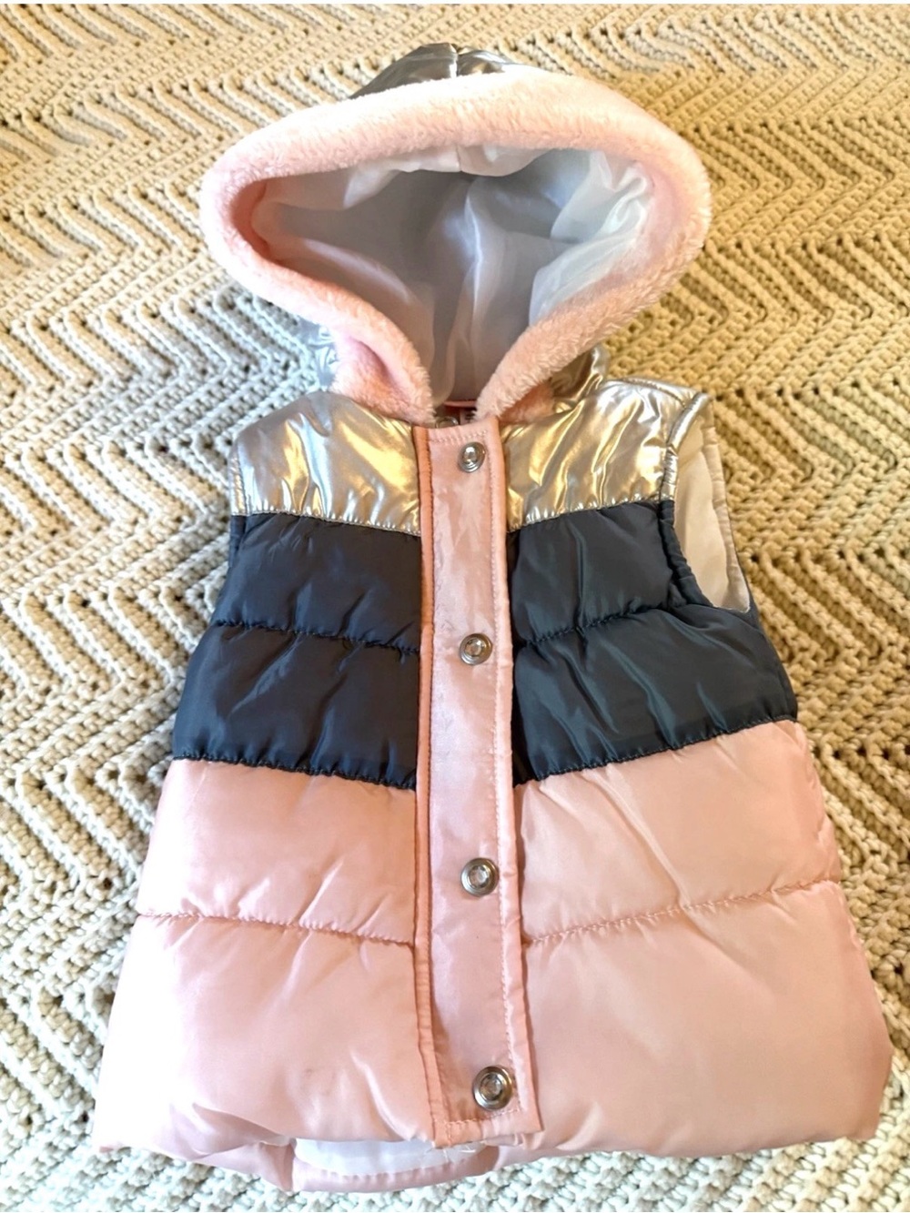 Little Lass Pink Label Infant Toddler Coat Tag - white Lining barely worn vest